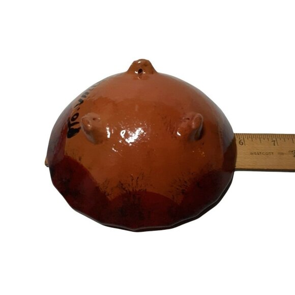 Mexican Pottery Footed Bowl Vallarta Signed Flower Gold Paint Lined 5.5" Folk - Picture 7 of 9